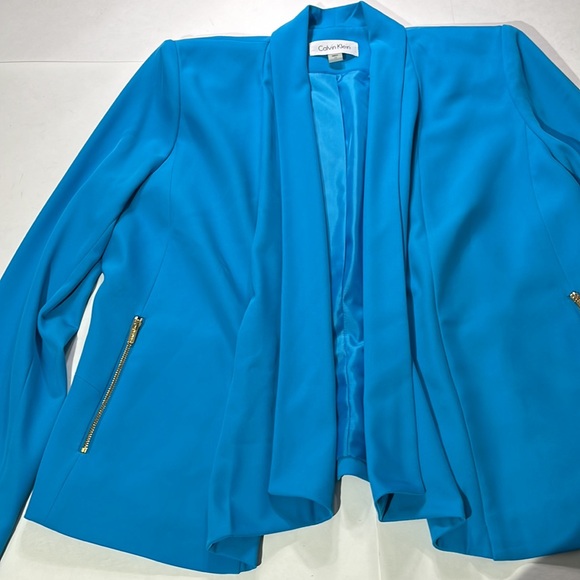 Calvin Klein Suits bright blue open hang blazer sz 14 NEW! spring sunmer - Picture 4 of 7